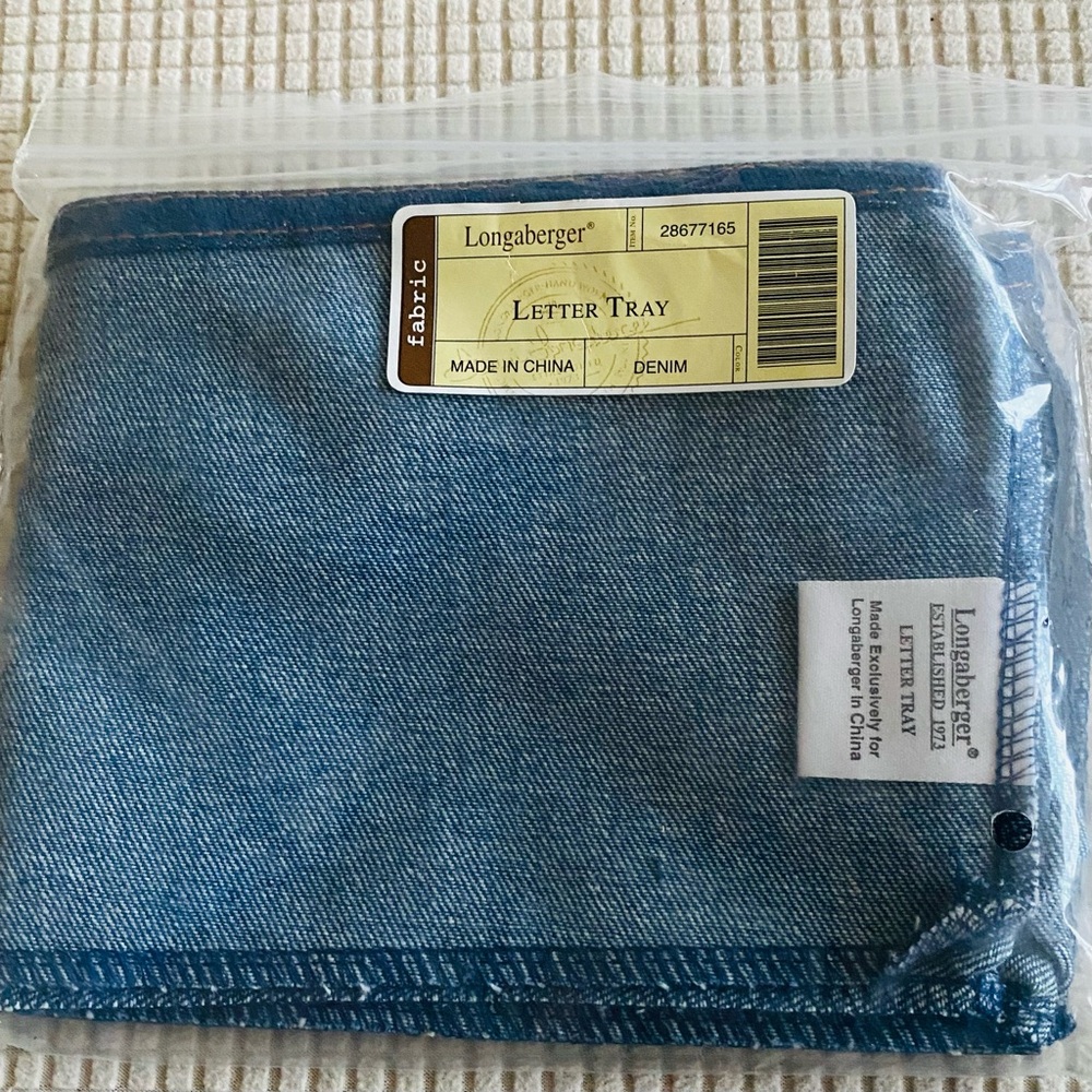 Longaberger Denim Letter Tray Liner - Blue